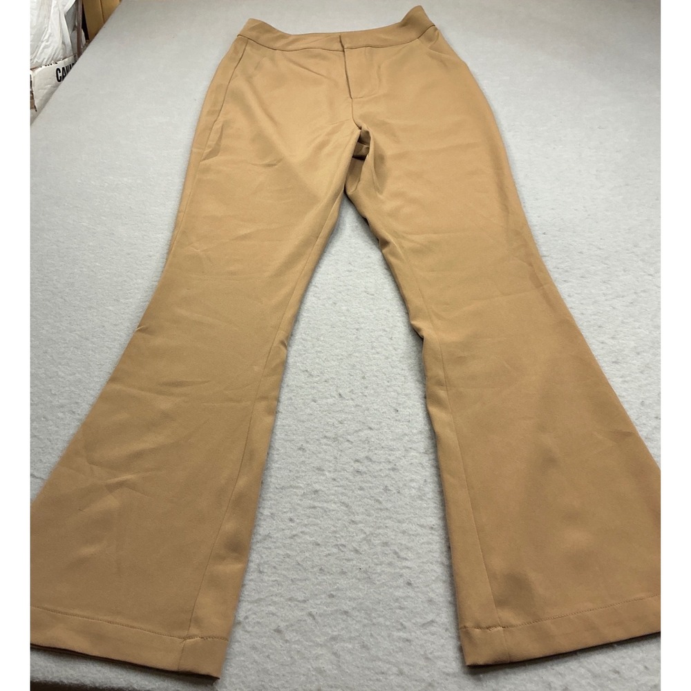 143 Story Camel Tan Flare Leg High Waisted Trousers Size S Professional Workwear